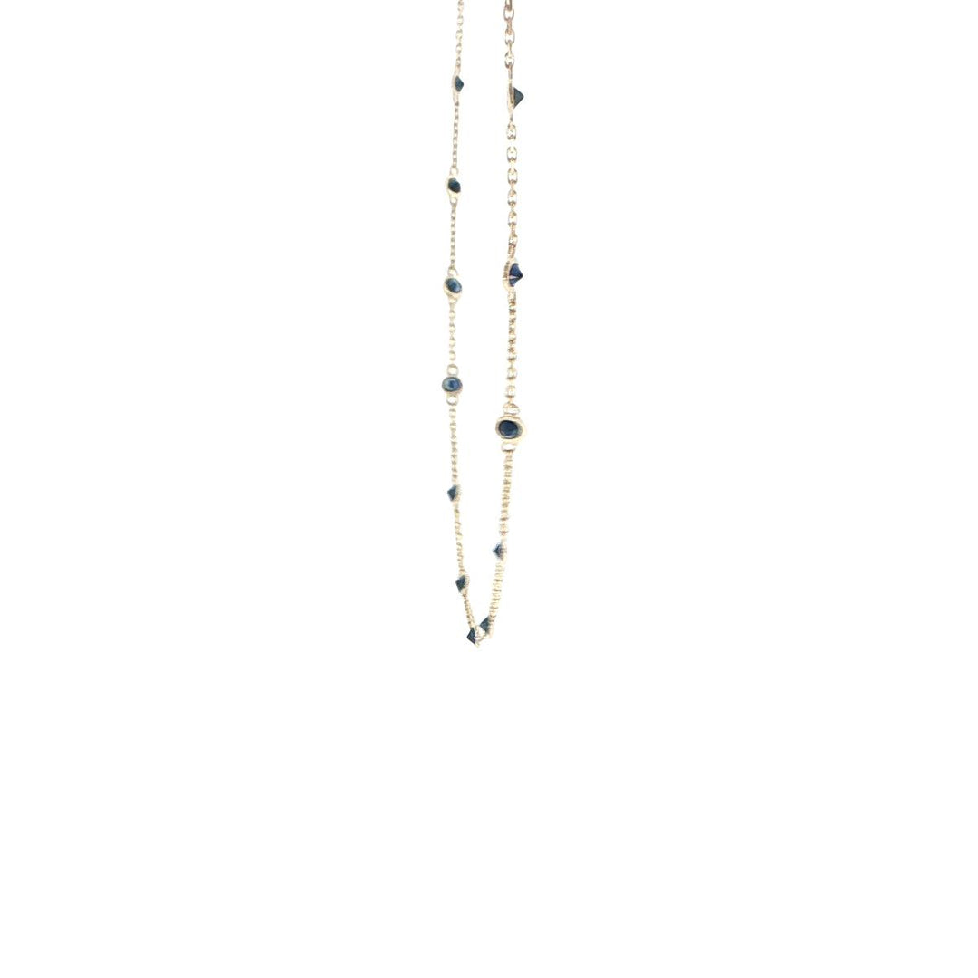 14K Yellow Gold Sapphire Station Necklace