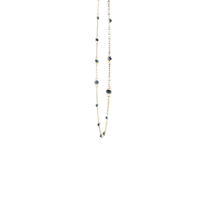 14K Yellow Gold Sapphire Station Necklace