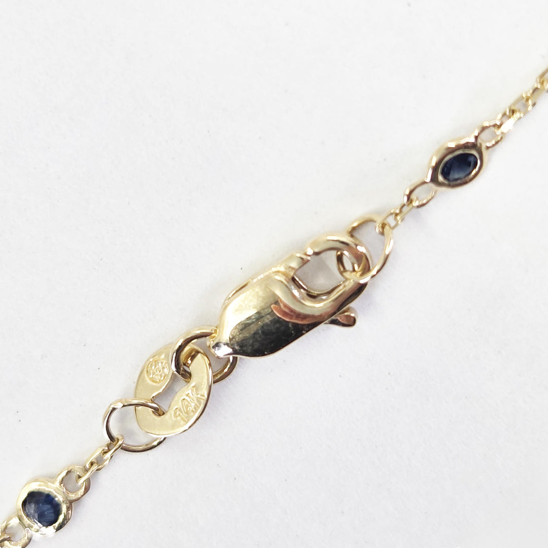 14K Yellow Gold Sapphire Station Necklace