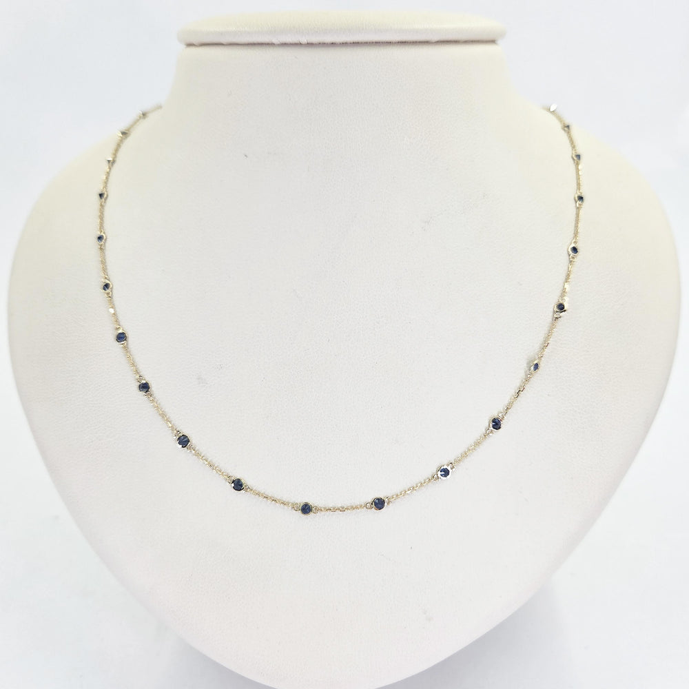14K Yellow Gold Sapphire Station Necklace