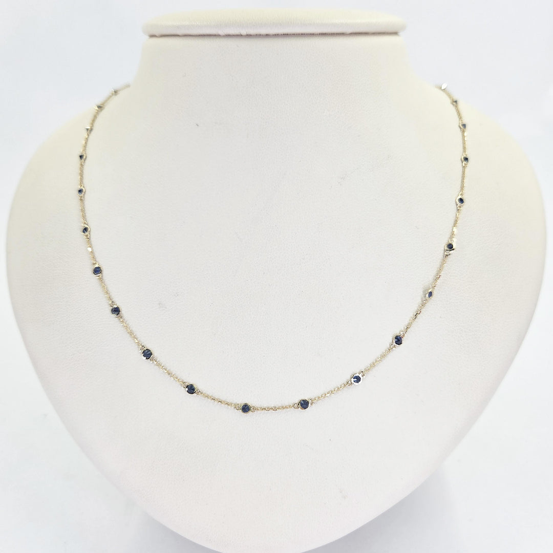 14K Yellow Gold Sapphire Station Necklace