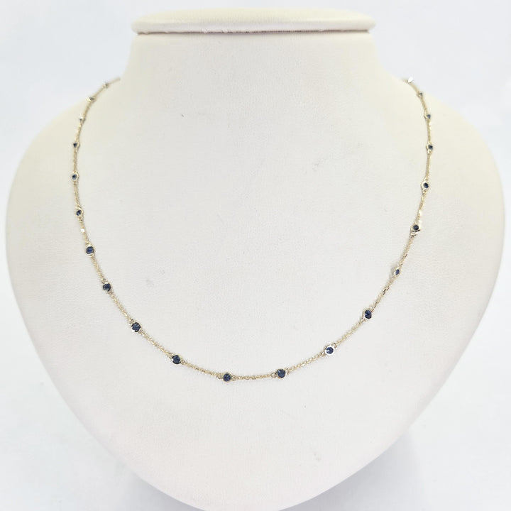 14K Yellow Gold Sapphire Station Necklace