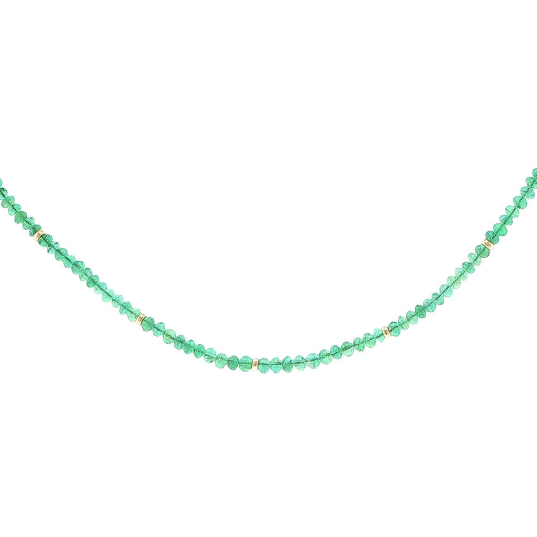 3.5mm Emerald Strand Necklace with 18K Yellow Gold Stations