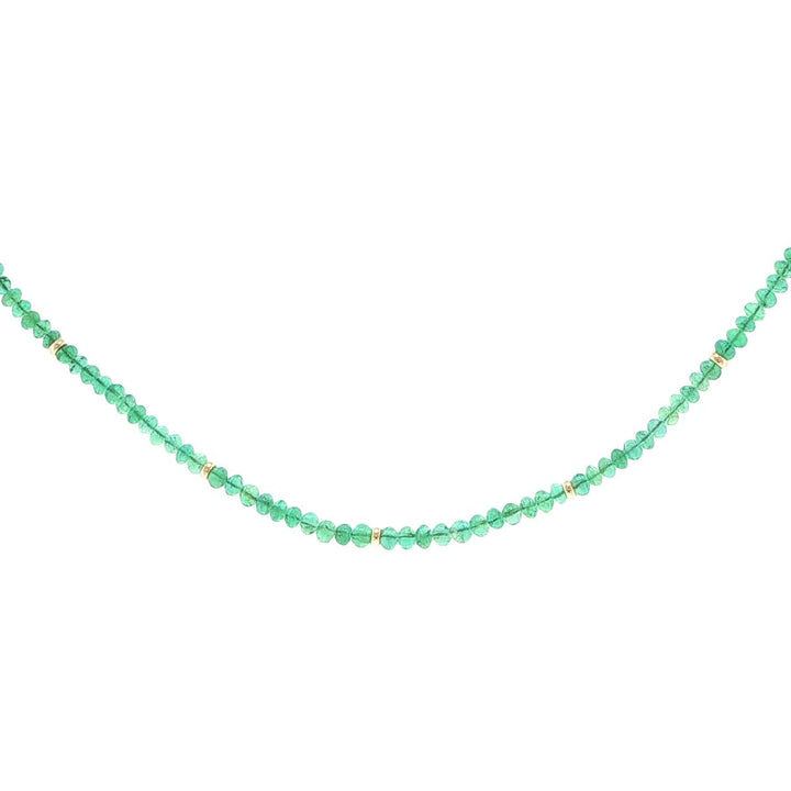 3.5mm Emerald Strand Necklace with 18K Yellow Gold Stations