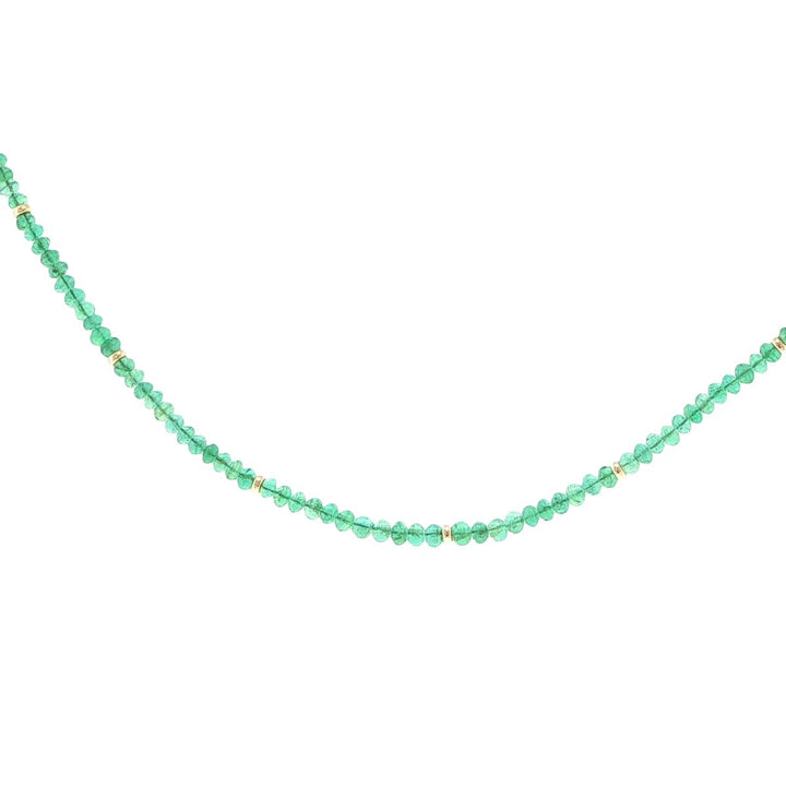 3.5mm Emerald Strand Necklace with 18K Yellow Gold Stations