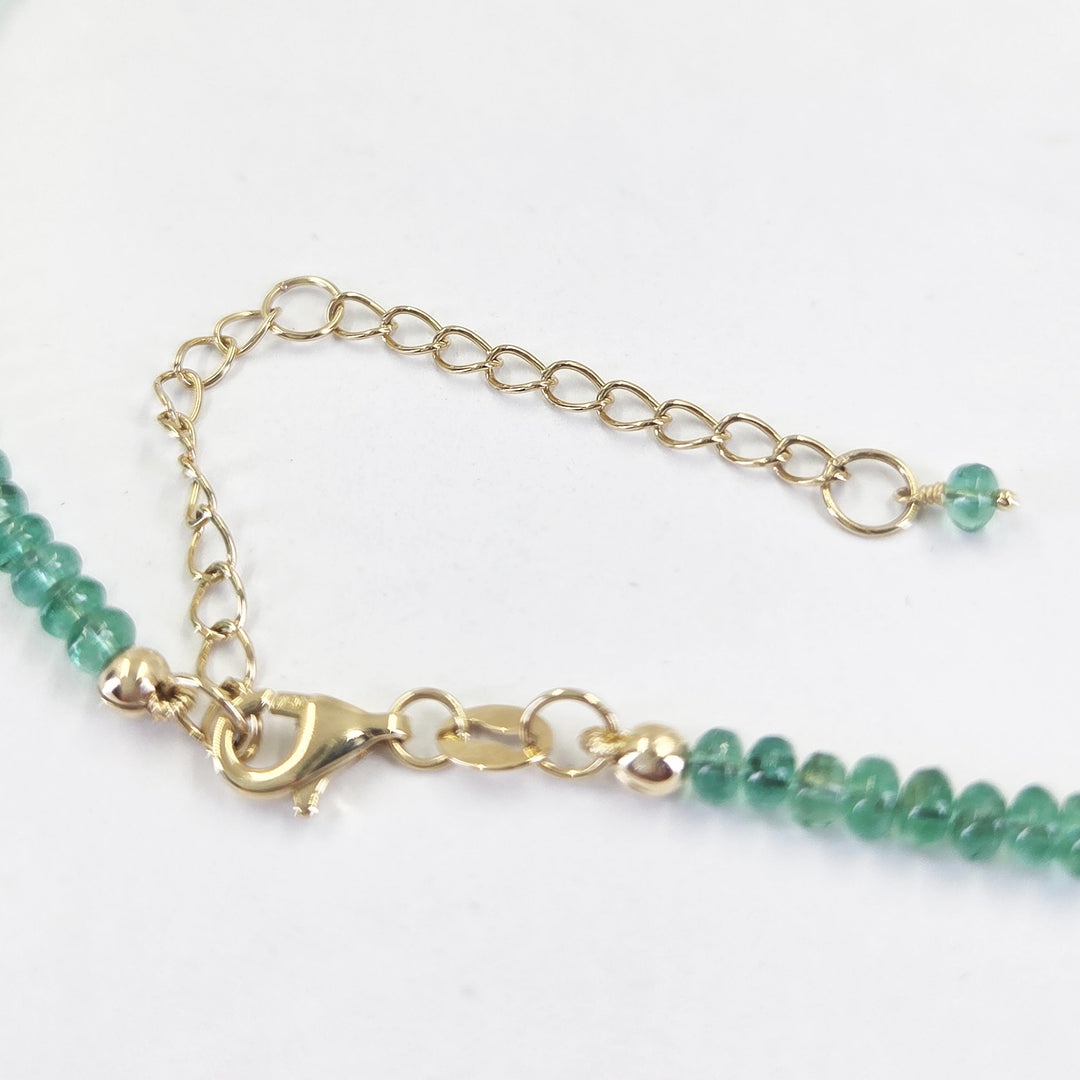 3.5mm Emerald Strand Necklace with 18K Yellow Gold Stations