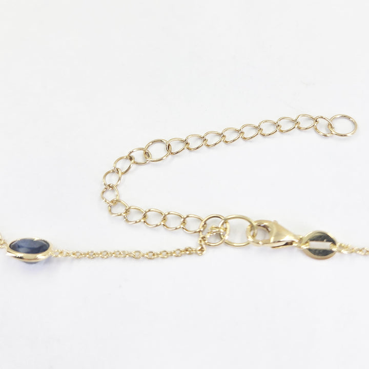 18K Yellow Gold Sapphire & Diamond Bezel-Set Station Necklace