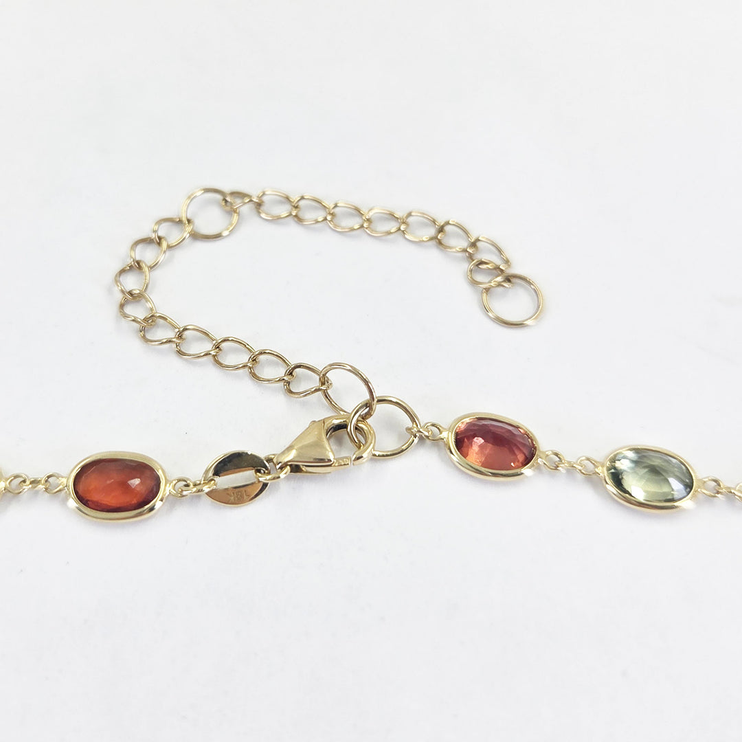 18K Yellow Gold Bezel-Set Multi-Color Sapphire Station Necklace