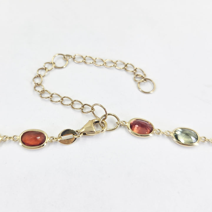 18K Yellow Gold Bezel-Set Multi-Color Sapphire Station Necklace