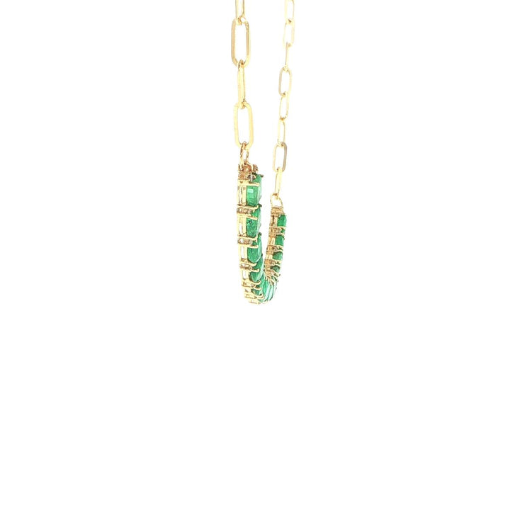 14K Yellow Gold Emerald & Diamond Smile Necklace