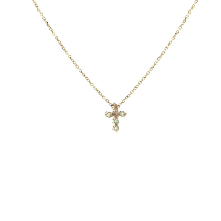 14K Yellow Gold Emerald Cross Necklace