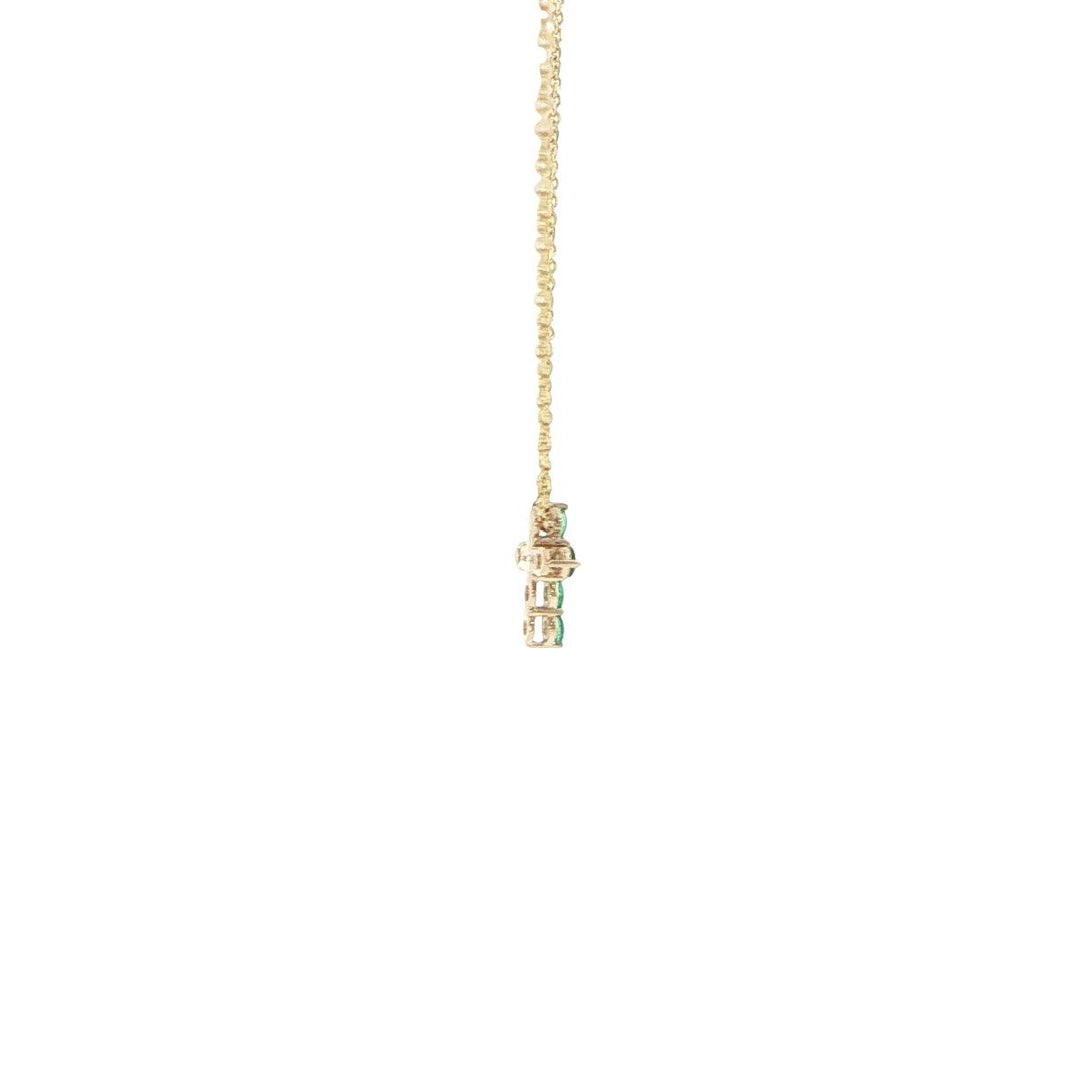14K Yellow Gold Emerald Cross Necklace
