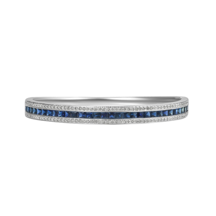 18K White Gold Sapphire Diamond Bangle