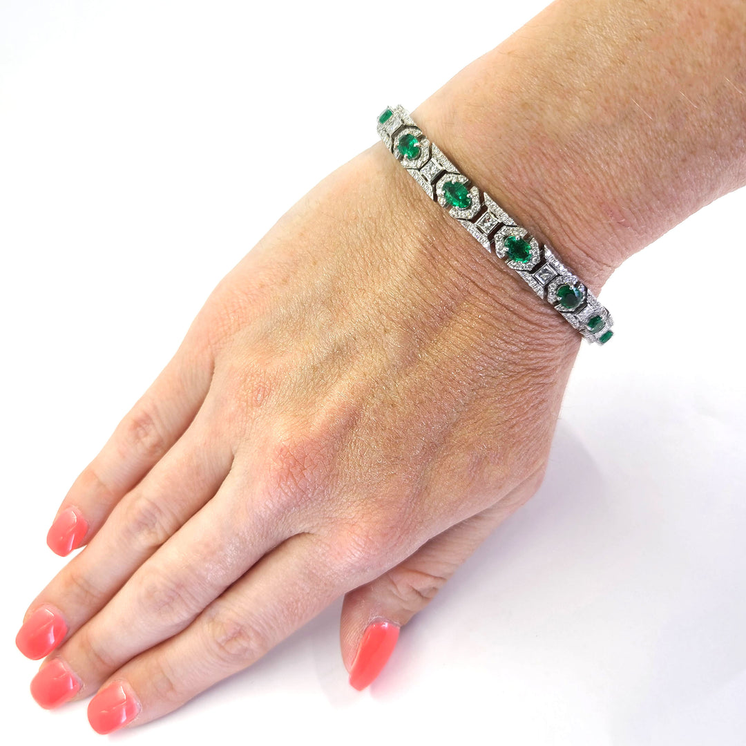 Zambian Emerald and Diamond Bracelet