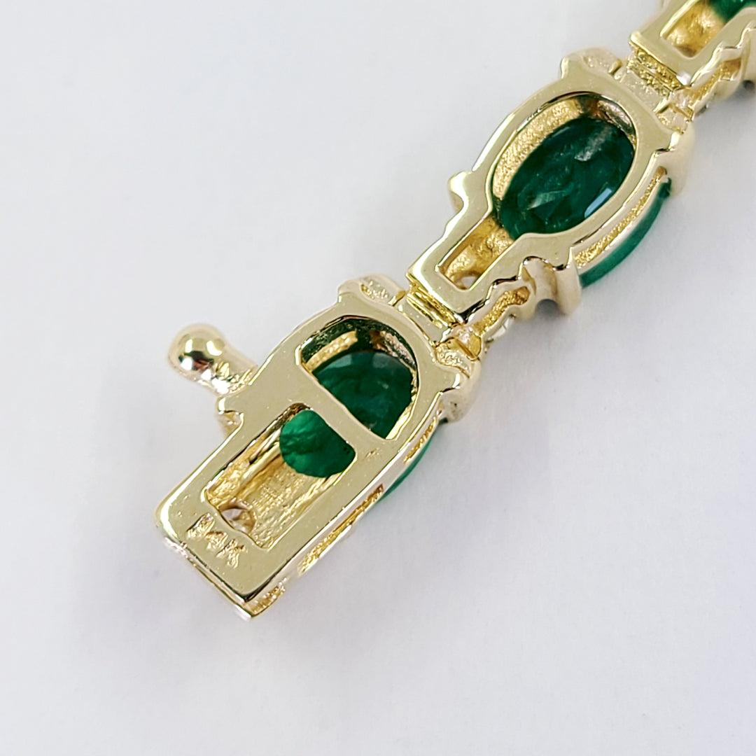 Emerald and Diamond Line Bracelet