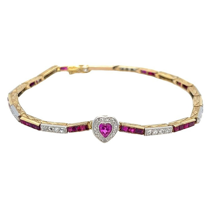 Ruby & Diamond Heart Bracelet