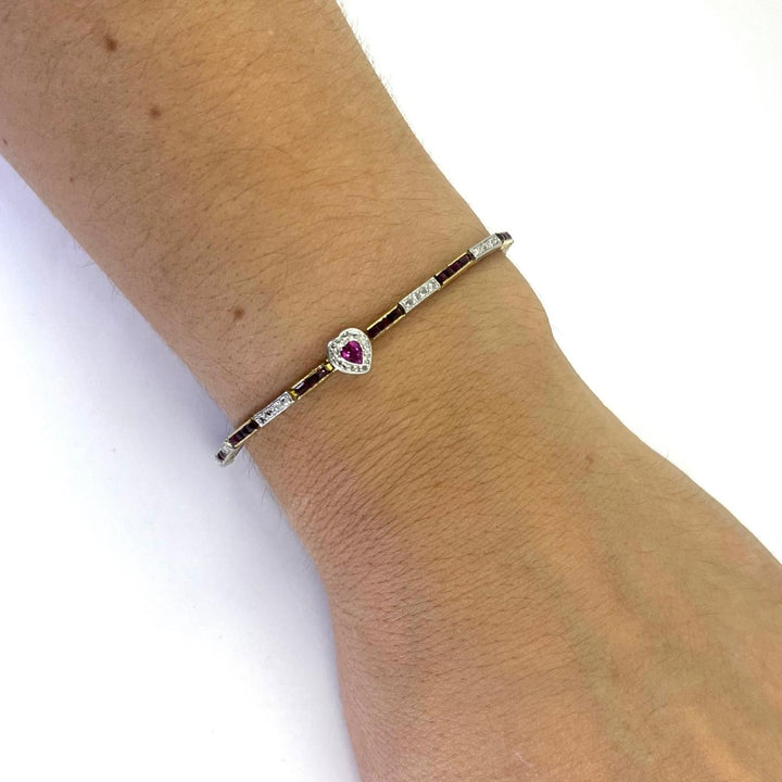 Ruby & Diamond Heart Bracelet