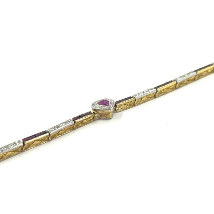 Ruby & Diamond Heart Bracelet
