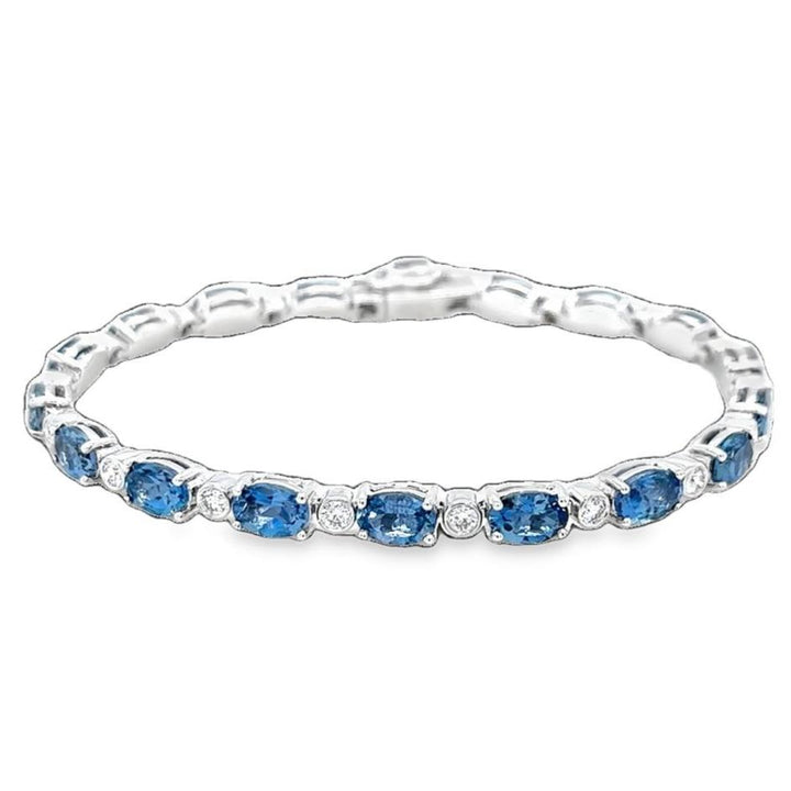 Aquamarine and Diamond Line Bracelet