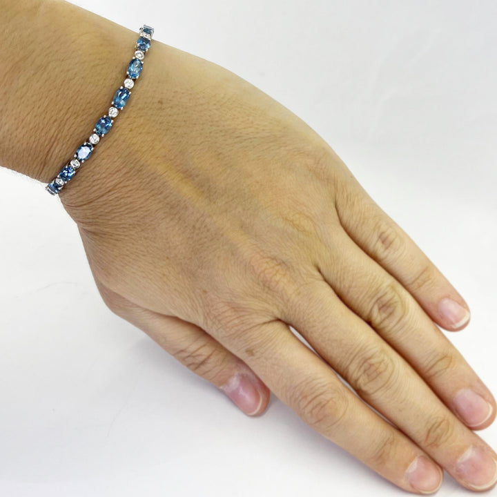 Aquamarine and Diamond Line Bracelet