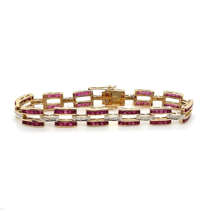 18K Yellow Gold Ruby & Diamond Bracelet
