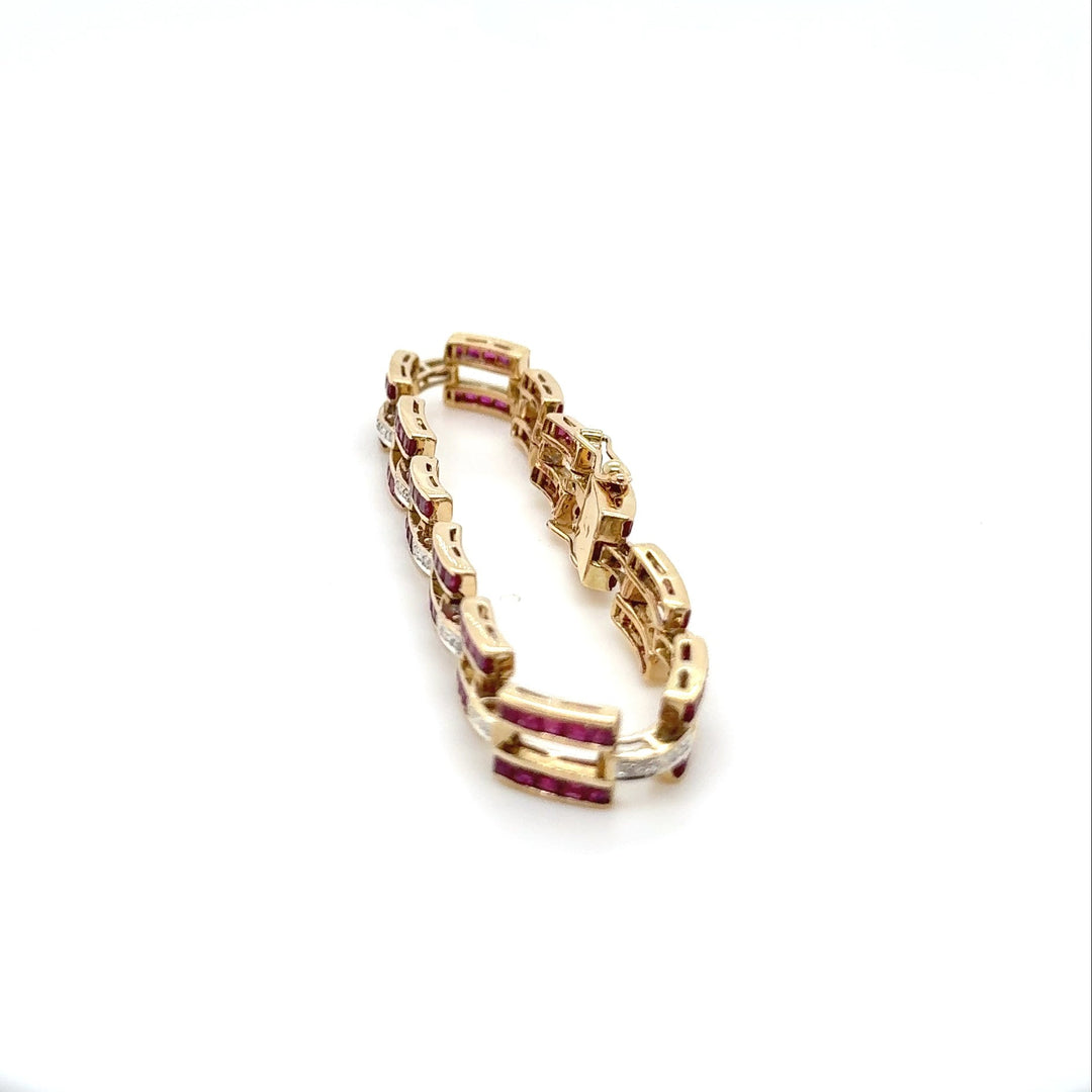 18K Yellow Gold Ruby & Diamond Bracelet