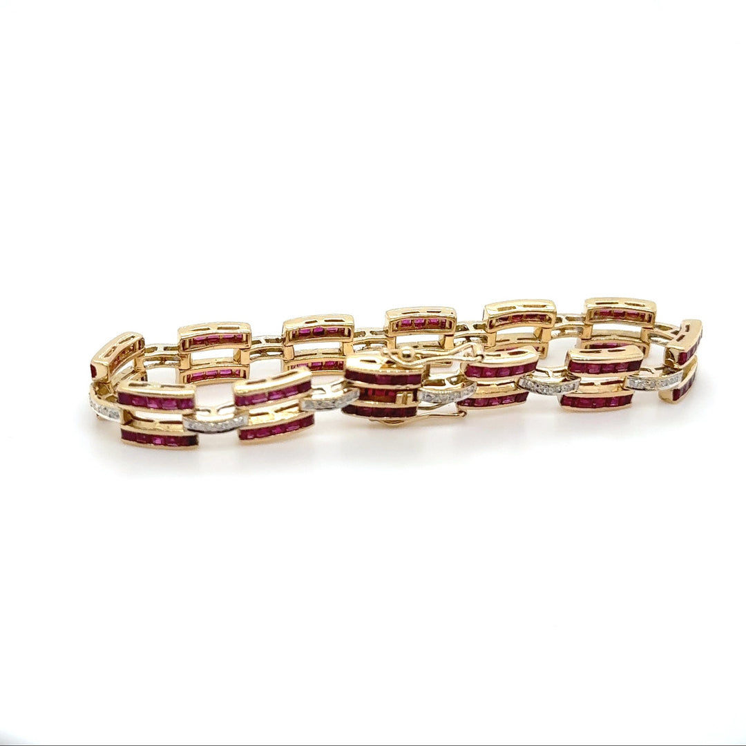 18K Yellow Gold Ruby & Diamond Bracelet