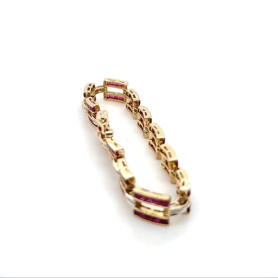 18K Yellow Gold Ruby & Diamond Bracelet