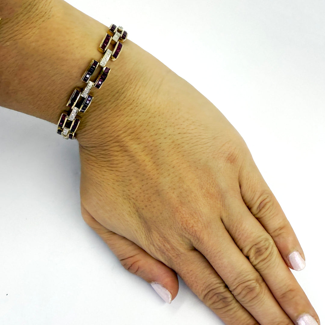 18K Yellow Gold Ruby & Diamond Bracelet