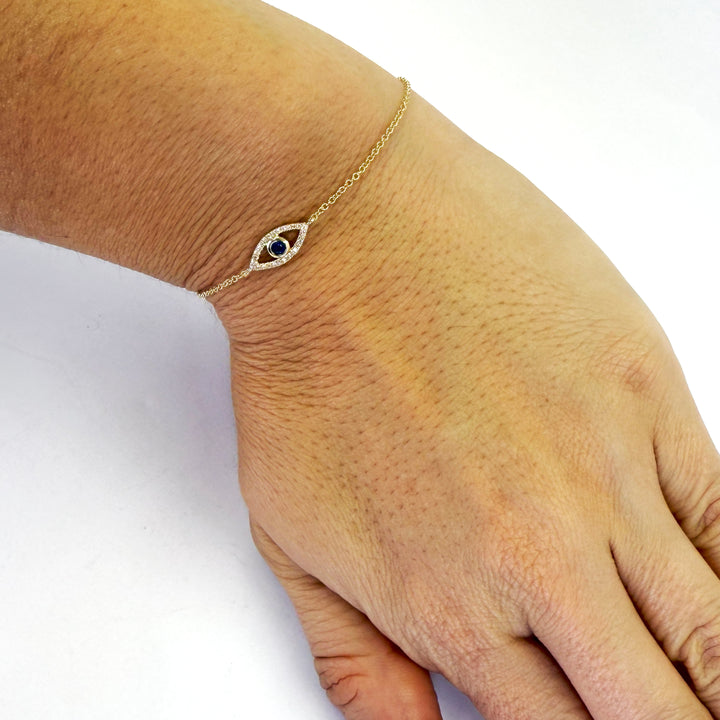 14K Yellow Gold Evil Eye Sapphire & Diamond Bracelet