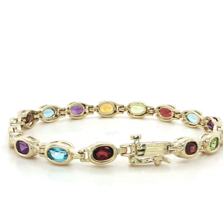 14K Yellow Gold Rainbow Gemstone Bracelet
