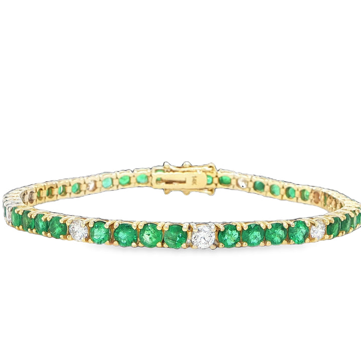 14K Yellow Gold Emerald & Diamond Bracelet