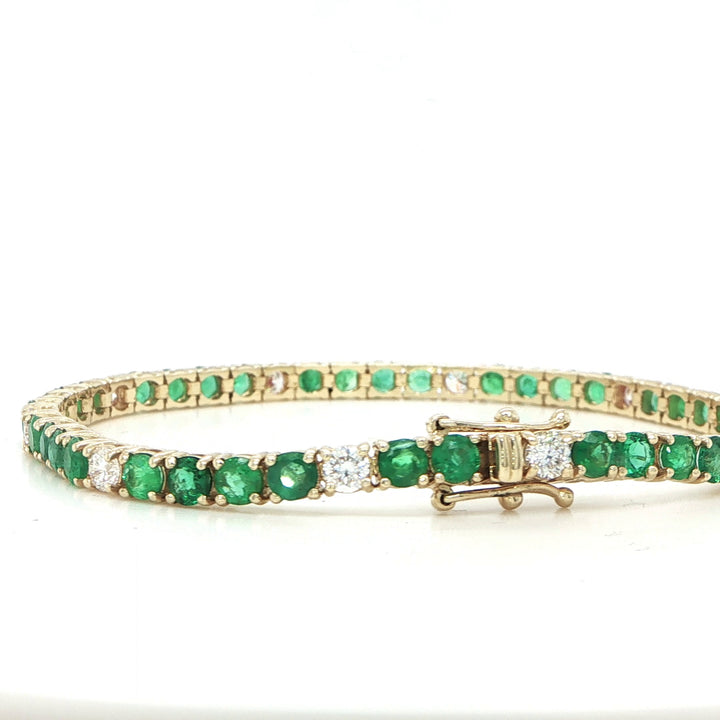14K Yellow Gold Emerald & Diamond Bracelet