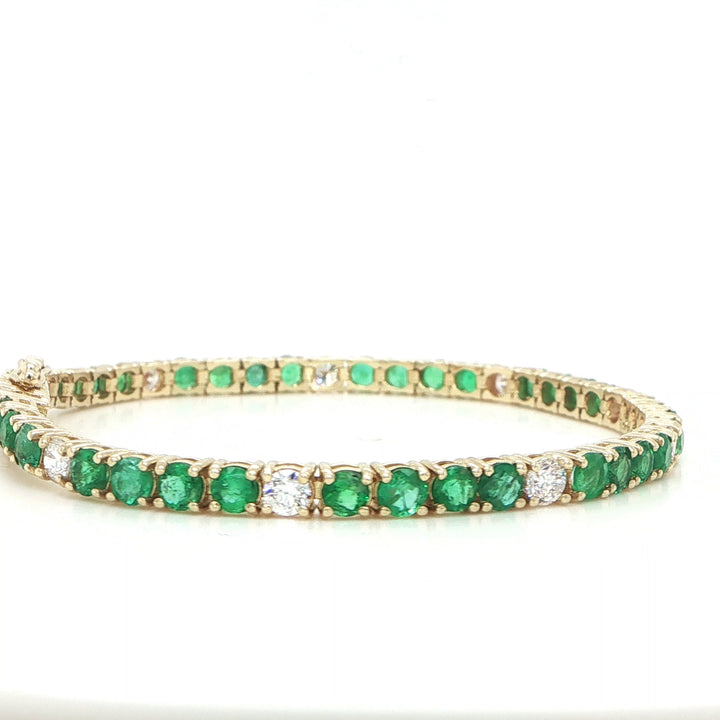 14K Yellow Gold Emerald & Diamond Bracelet