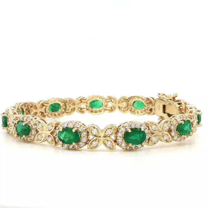 18K Yellow Gold Emerald & Diamond Bracelet