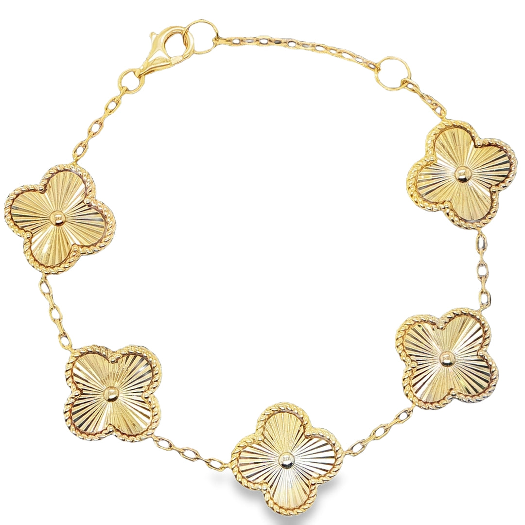 14K Yellow Gold Floral Mother-of-Pearl Bracelet