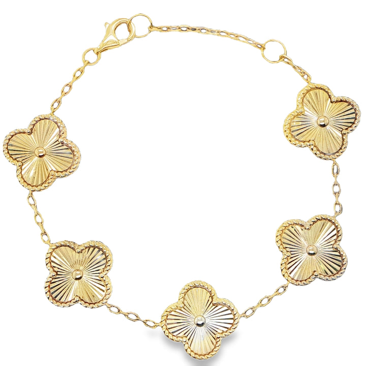 14K Yellow Gold Floral Mother-of-Pearl Bracelet