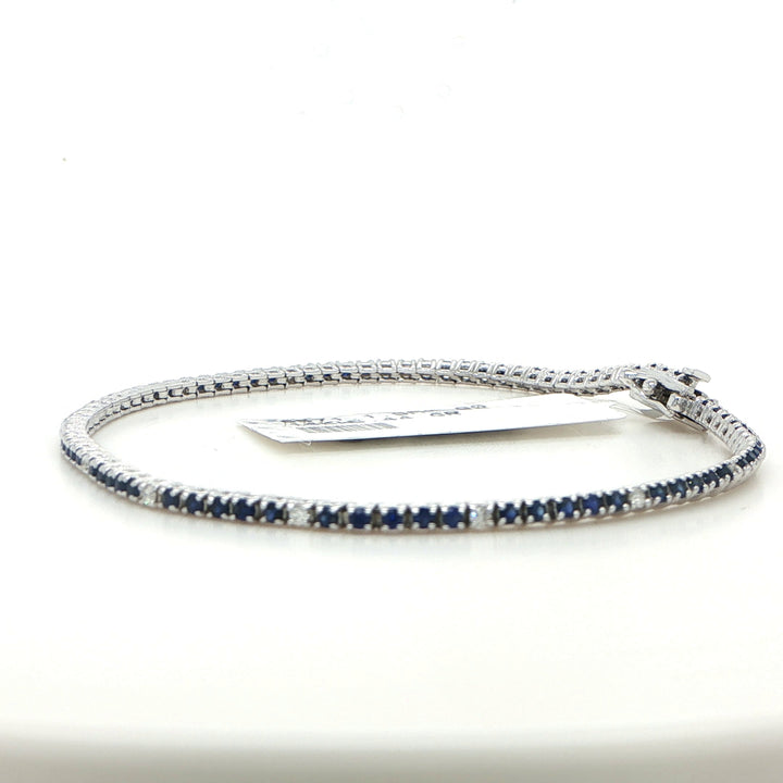 14 Karat White Gold Bracelet with Round Sapphires and Diamonds