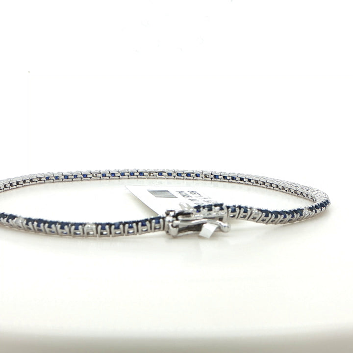 14 Karat White Gold Bracelet with Round Sapphires and Diamonds