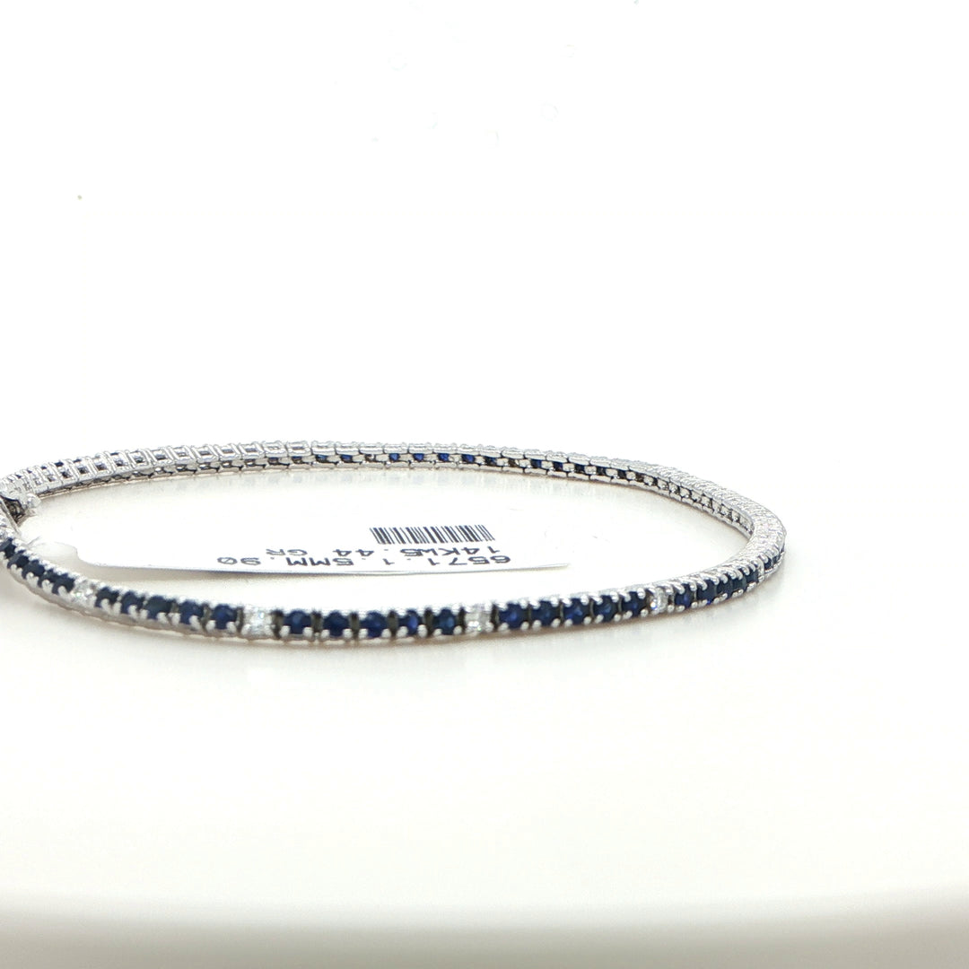 14 Karat White Gold Bracelet with Round Sapphires and Diamonds