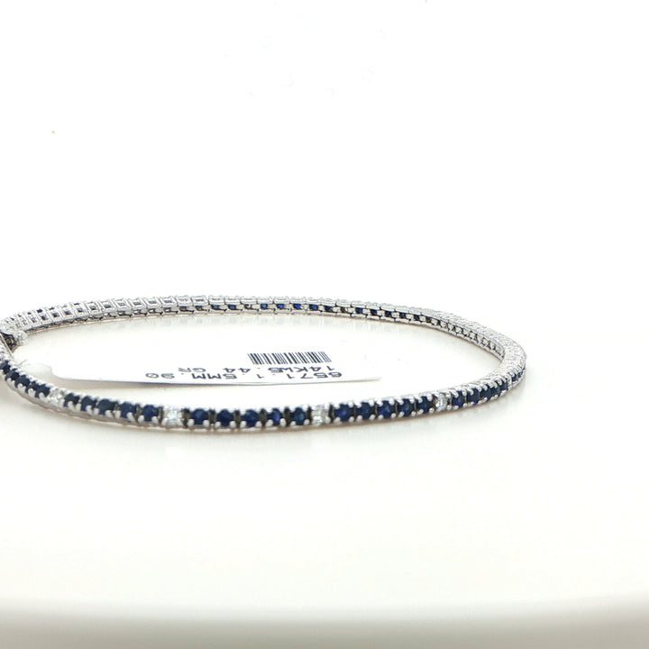 14 Karat White Gold Bracelet with Round Sapphires and Diamonds