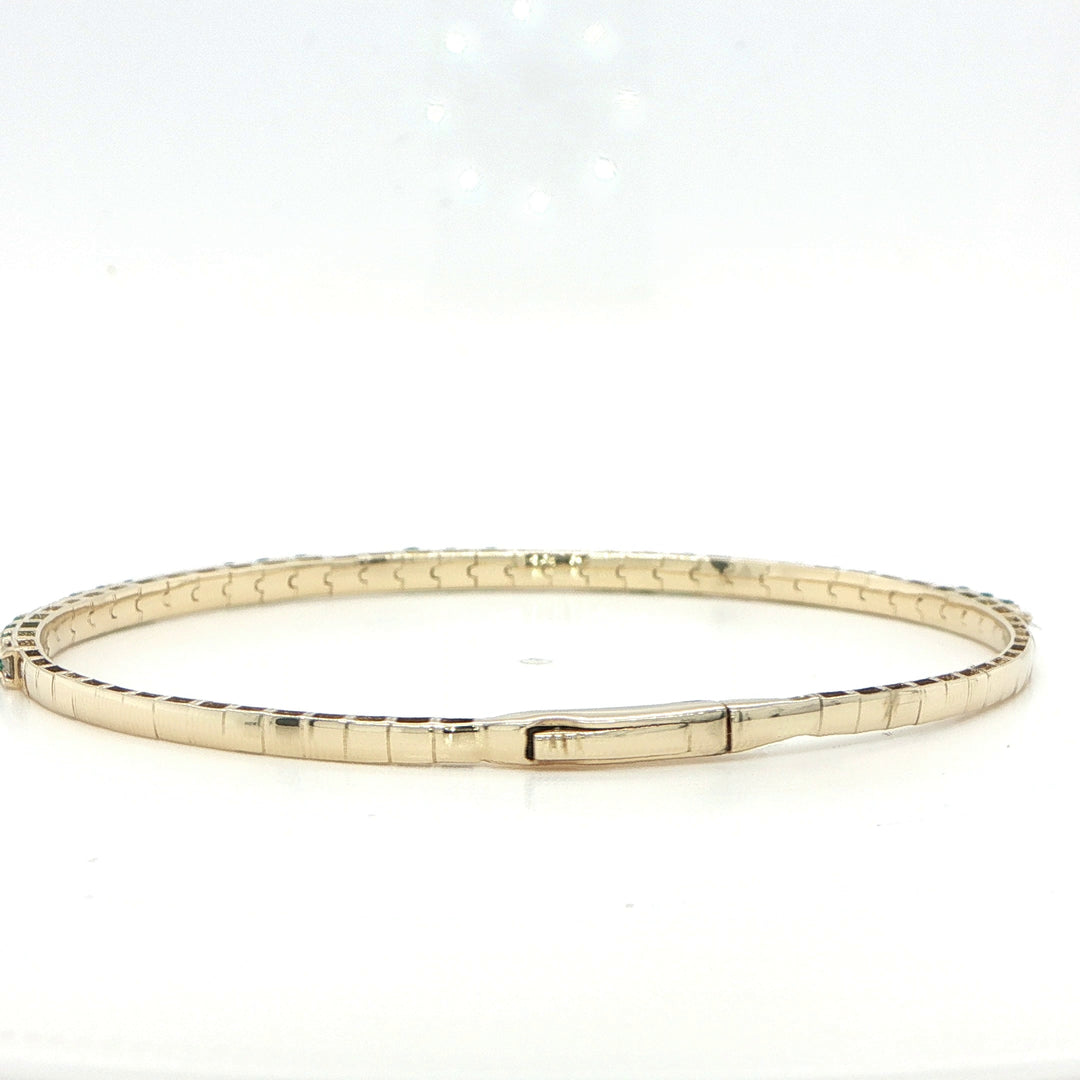 14K Yellow Gold Emerald & Diamond Oval Flex Bangle
