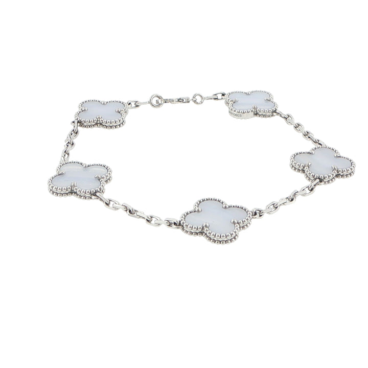 Van Cleef & Arpels Alhambra Chalcedony Bracelet 18K Gold 5 Motif