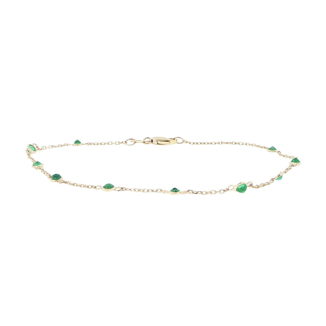 14K Yellow Gold Emerald Station Bracelet