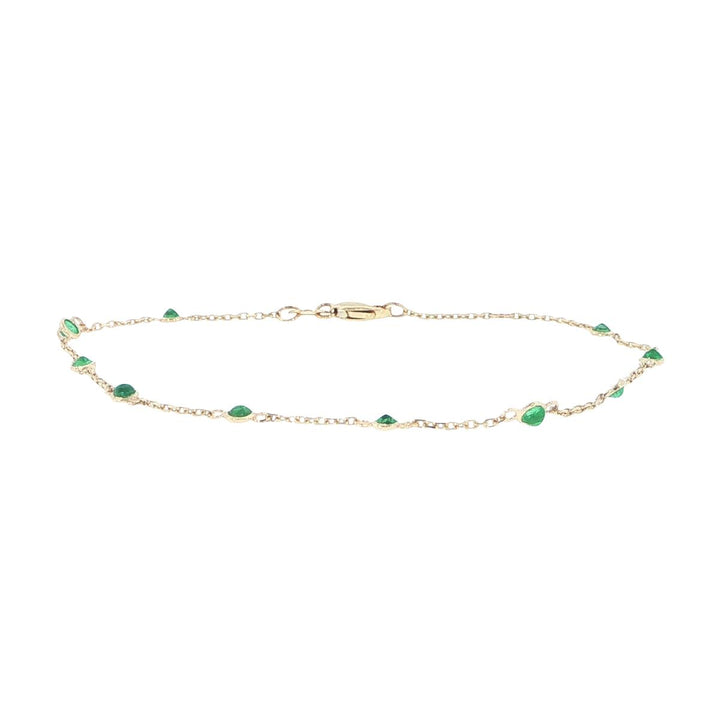 14K Yellow Gold Emerald Station Bracelet