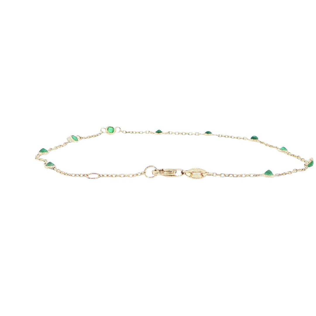 14K Yellow Gold Emerald Station Bracelet