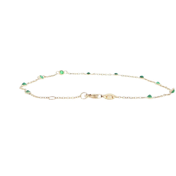 14K Yellow Gold Emerald Station Bracelet