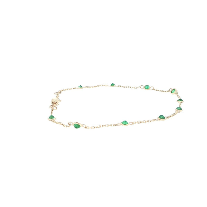 14K Yellow Gold Emerald Station Bracelet