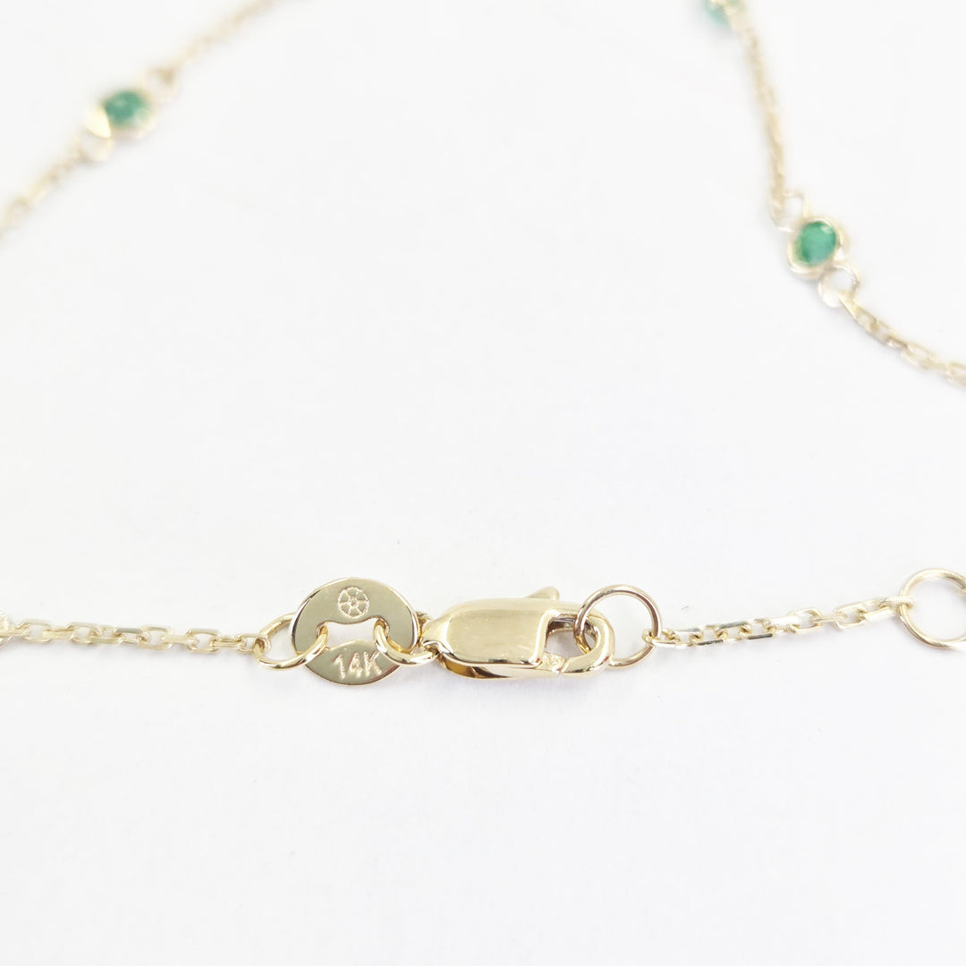 14K Yellow Gold Emerald Station Bracelet