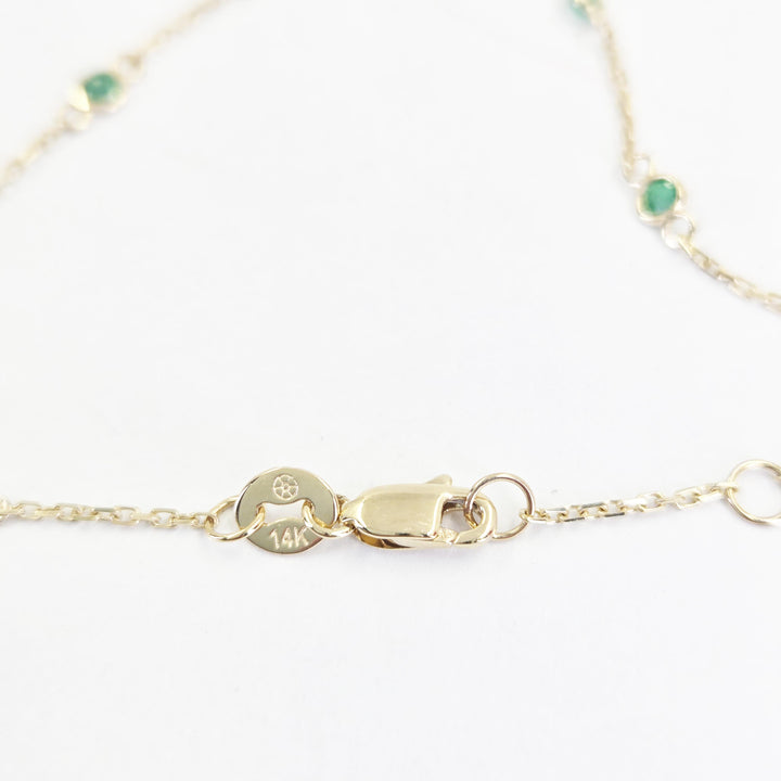 14K Yellow Gold Emerald Station Bracelet